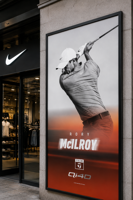 Printed banner mockup featuring Rory McIlroy