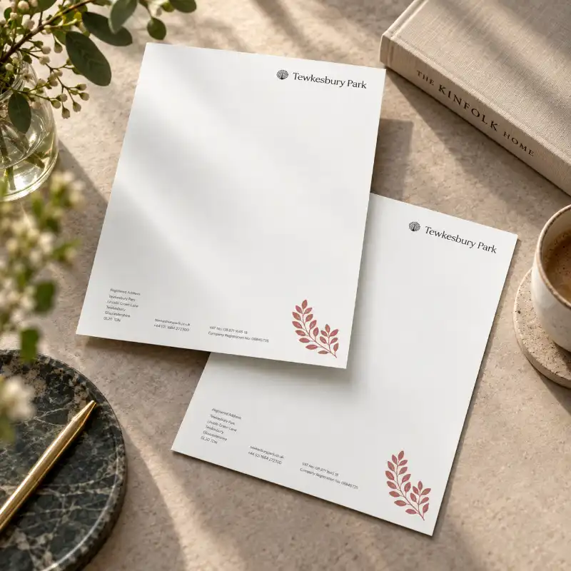 Letterheads printed for Tewkesbury Park